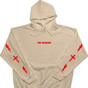 The Weeknd Cross and Lightning Design White Hoodie